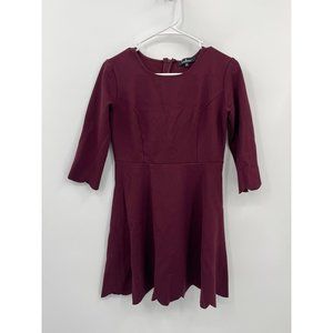 Lulu's Size M Burgundy Cumulonimbus Clouds Scallop Mini Skater Dress‎